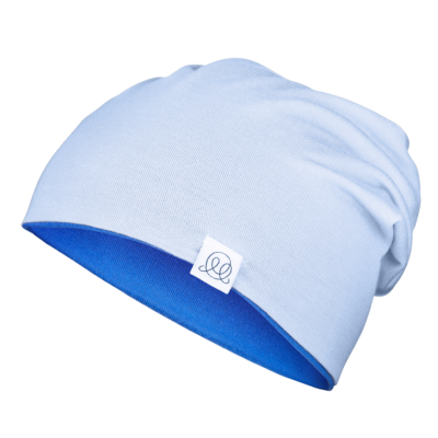 Μπαμπού βρεφικό σκουφί διπλής όψηςCobalt - Light blue : Size - 1-2 yo
