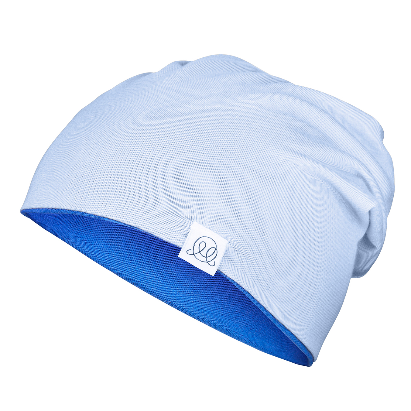 Μπαμπού βρεφικό σκουφί διπλής όψηςCobalt - Light blue : Size - 1-2 yo