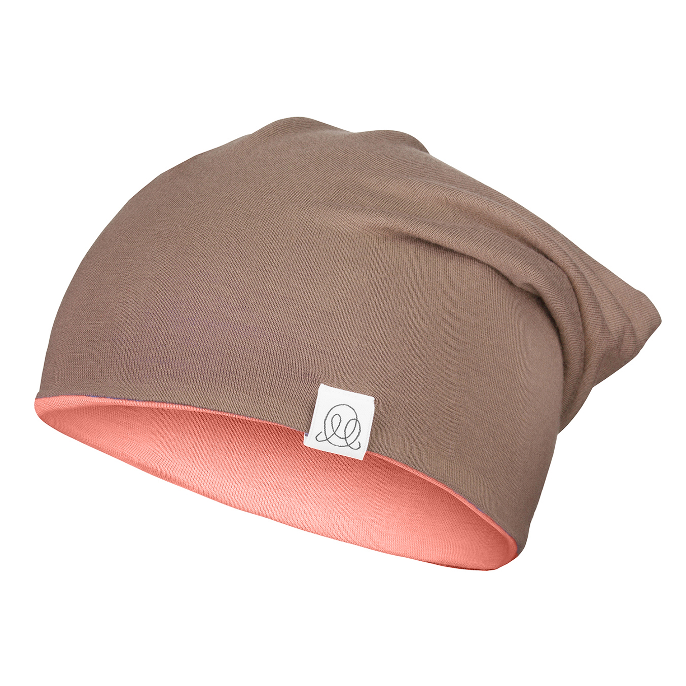 Μπαμπού βρεφικό σκουφί διπλής όψηςCoral - Taupe : Size - 3-9 mo