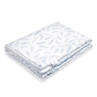 Κουβέρτα μπαμπού/lux minky XL Heavenly feathers - White