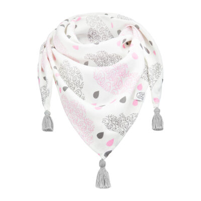 Μπαμπού μαντήλι με φουντίτσες Blush rain - Grey