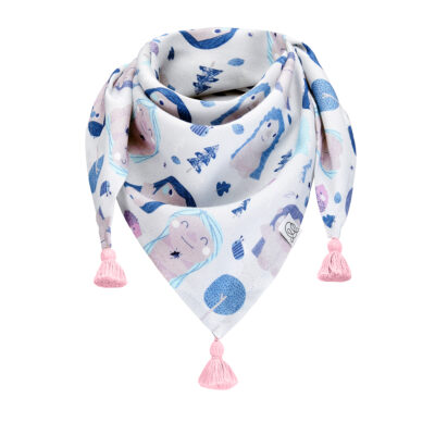 Μπαμπού μαντήλι με φουντίτσες Trolls - Dusty pink