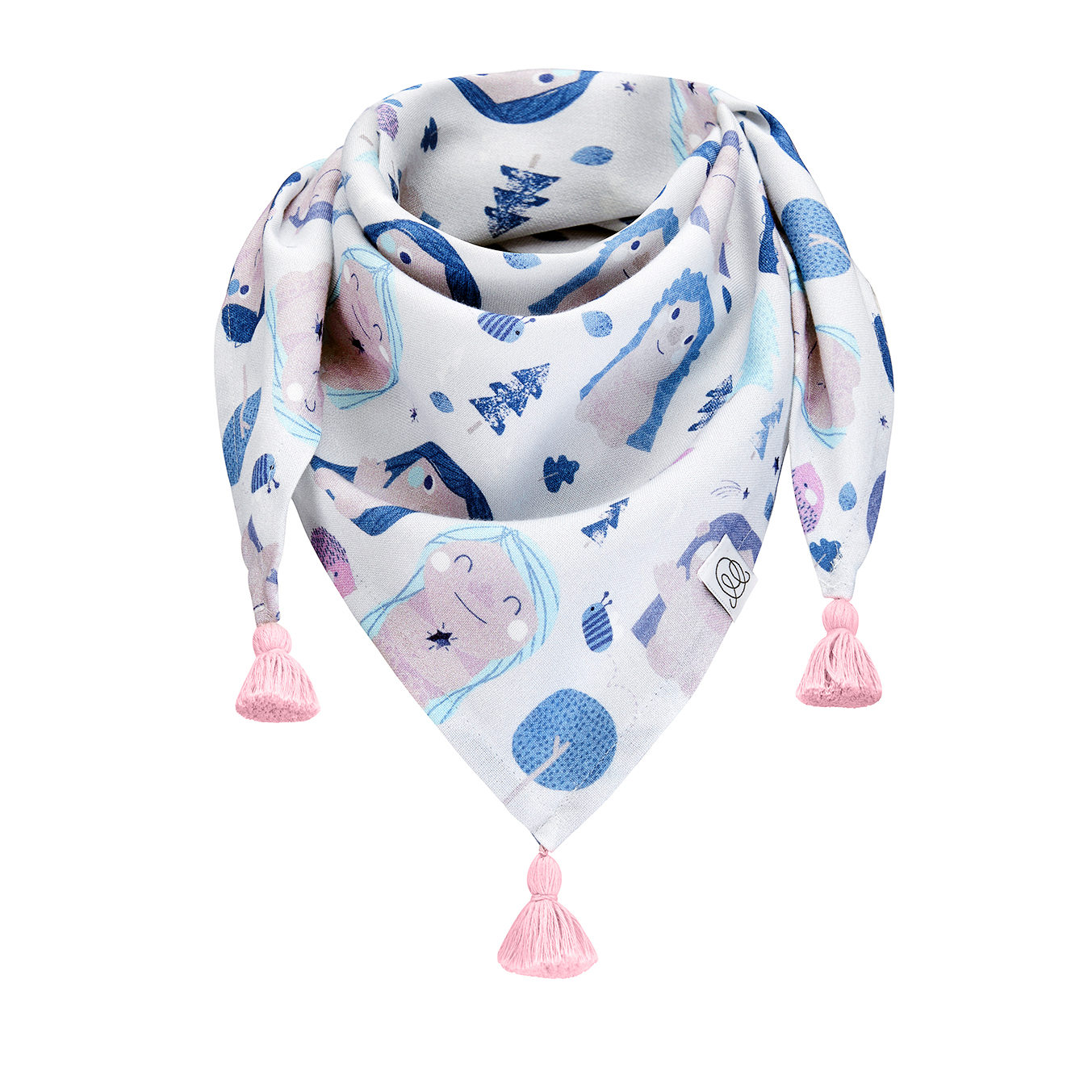 Μπαμπού μαντήλι με φουντίτσες Trolls - Dusty pink