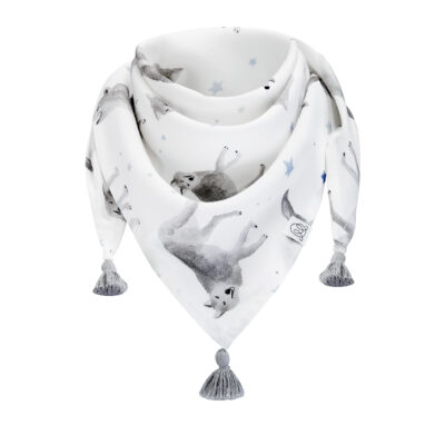 Μπαμπού μαντήλι με φουντίτσες Star wolves - Grey