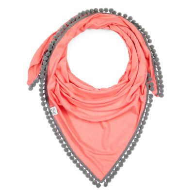 Triangle Μπαμπού shawl Coral-Grey