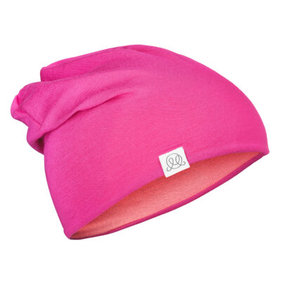 Μπαμπού βρεφικό σκουφί διπλής όψηςFuchsia - Coral : Size - 1-2 yo
