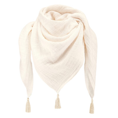 Τρίγωνο μαντήλι βαμβακερό (μουσλίνα)  for kids - Cream - Cream