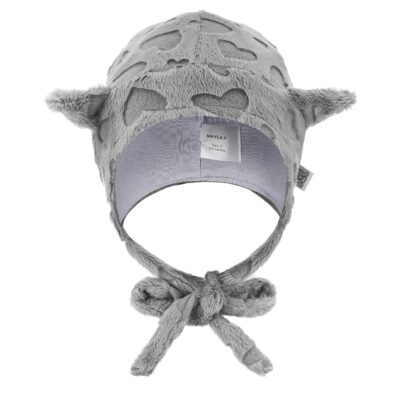 Καπέλο αφτάκια γάτας Love grey - size: 6-9 mo