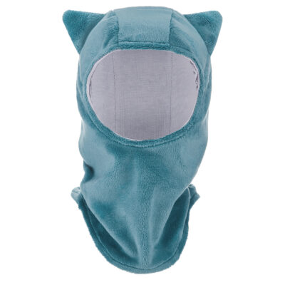 Μπαλακλάβα αφτάκια γάτας μπαμπού/minky  Sea blue : Size - 4-5 yo