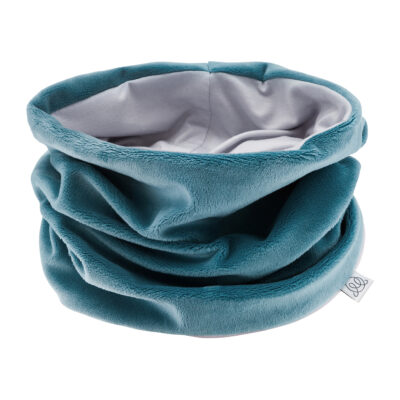 Κασκολ κλειστό μπαμπού/minky  Sea blue