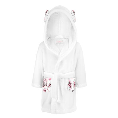 Ρόμπα fleece Flowers White : Size - 5-6 yo