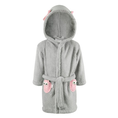 Ρόμπα fleece με πλεκτές λεπτομέριες owls Pink-Grey : Size - 5-6 yo