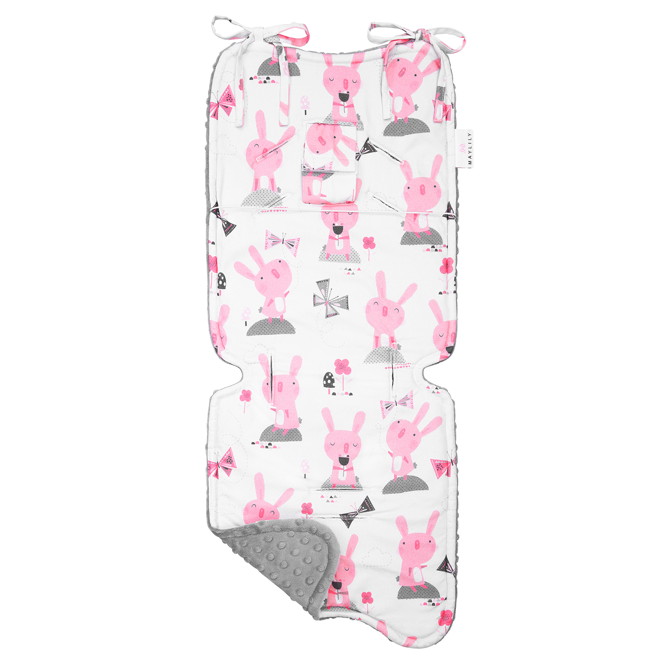 Μπαμπού προστατευτικό καροτσιού διπλής όψης Bunnies