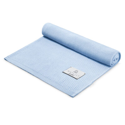 Πλεκτή κουβέρτα από οργανικό βαμβάκι Light blue