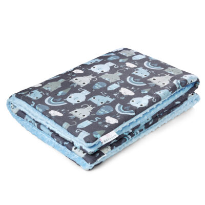 Κουβέρτα μπαμπού/minky XL Indiana cat - Light blue