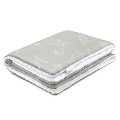 Κουβέρτα μπαμπού/minky XL Swallows - White