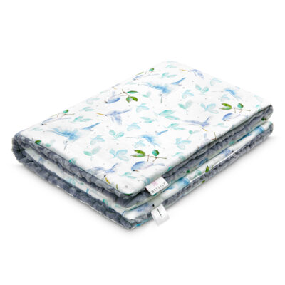 Κουβέρτα μπαμπού/lux minky XL Heavenly birds - Grey