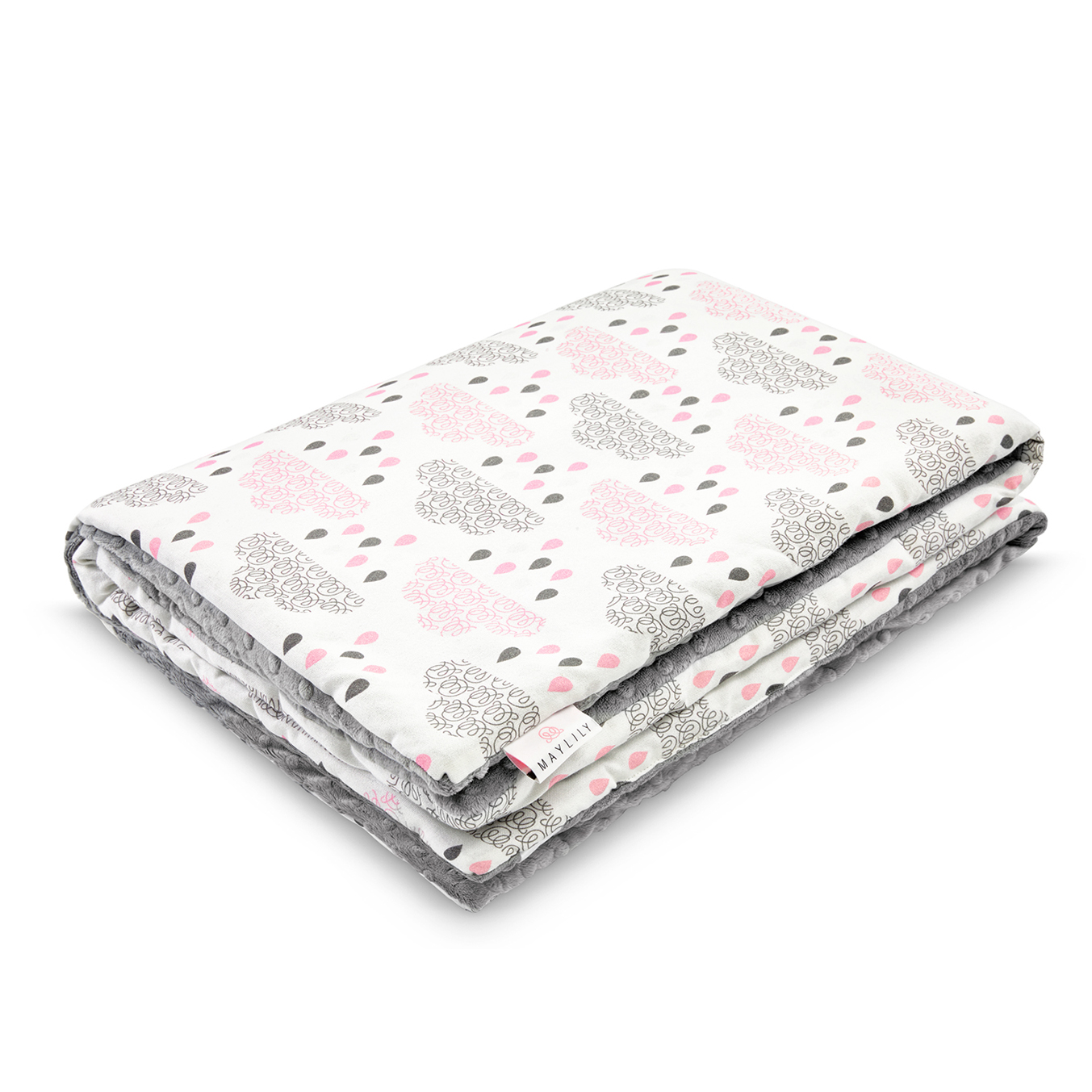 Κουβέρτα μπαμπού/minky XL Blush rain - Silver