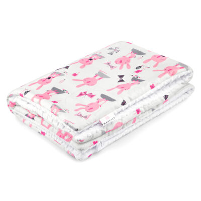 Κουβέρτα μπαμπού/minky XL Bunnies - White