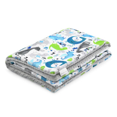 Κουβέρτα μπαμπού/minky XL Dragons blue - Silver