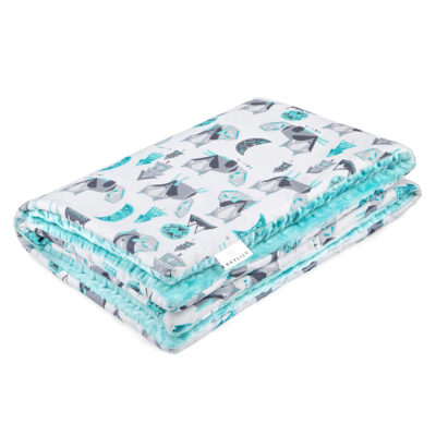 Κουβέρτα μπαμπού/minky XL Wolves - Ice