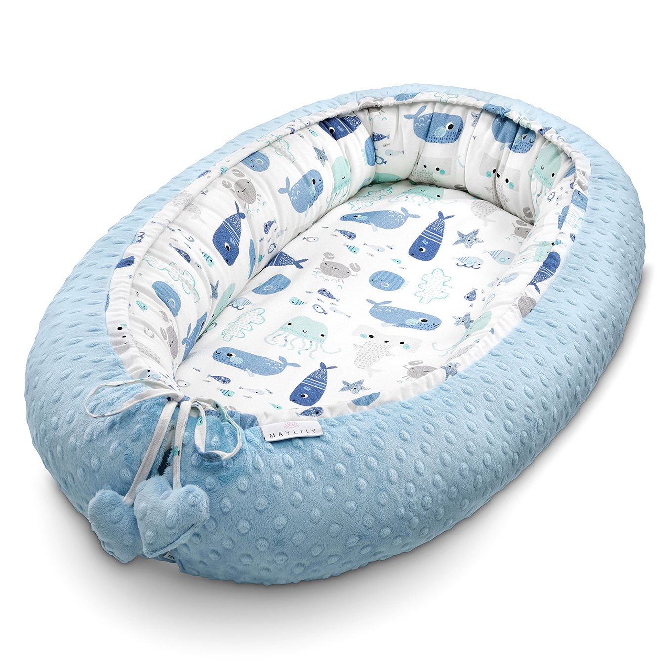 Μπαμπού φωλιά premium Sea friends - Light blue
