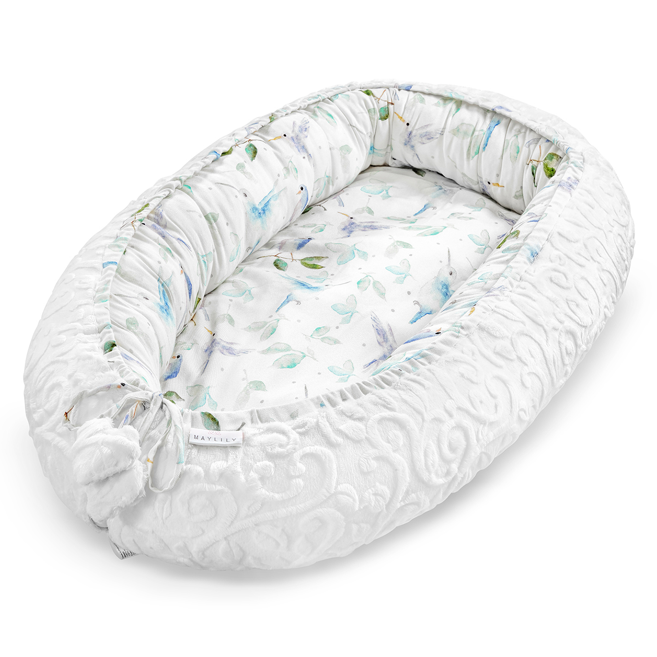 Μπαμπού φωλιά premium Luxe Heavenly birds - White