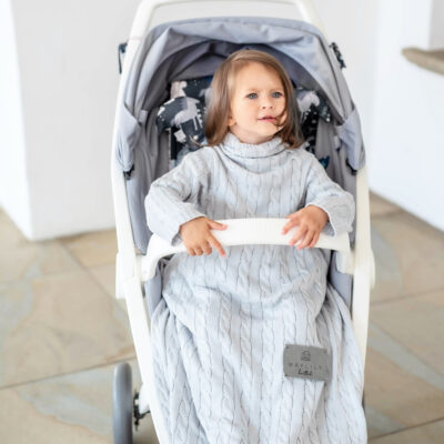 Πλεκτή κουβέρτα μπαμπού με μανίκια winter Silver