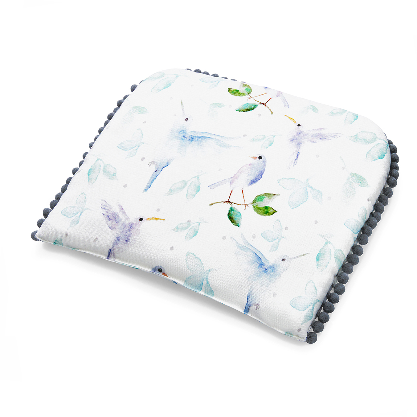 Μπαμπού μαξιλαράκι βρεφικό (χαμ. προφίλ) με πομ πομ Heavenly birds