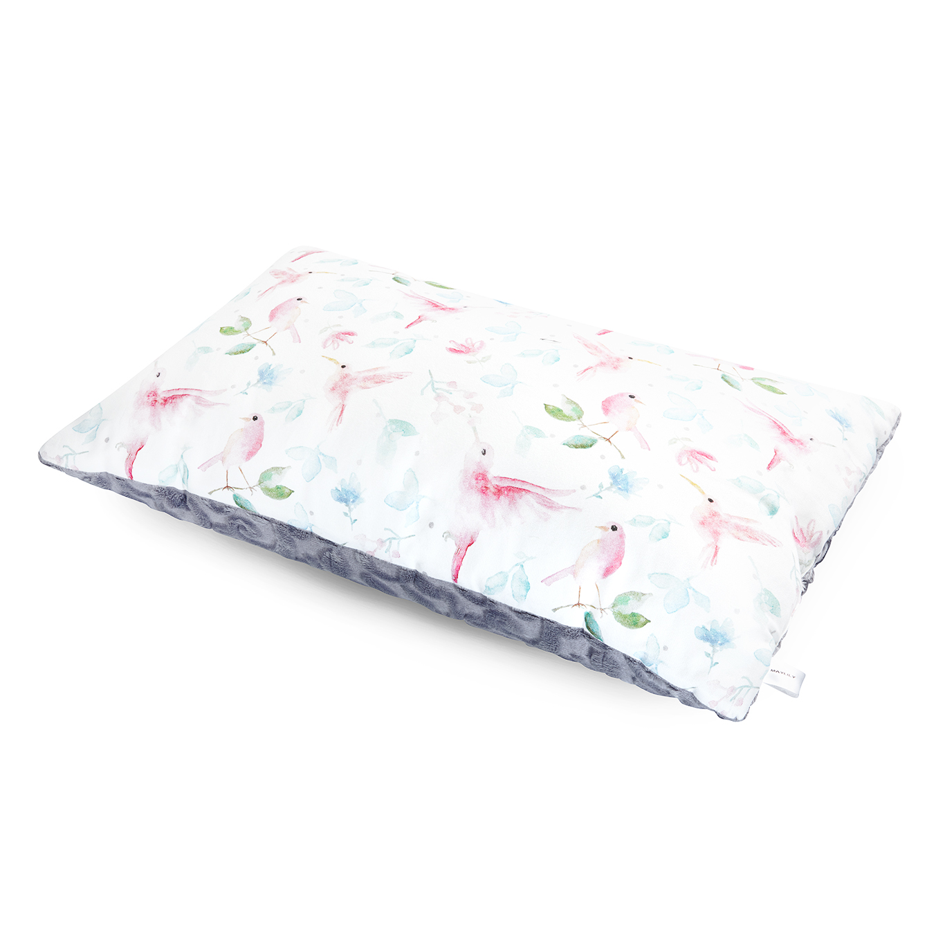 Lux μπαμπού/minky μαξιλαράκι παιδικό (υψ. προφίλ) Paradise birds - Grey