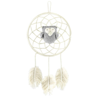 Πλεκτή ονειροπαγίδα owl cream - grey