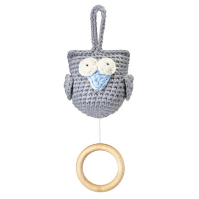 Μουσικό κουτί owl - Grey blue