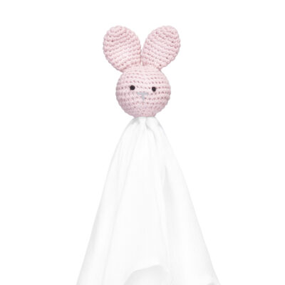 Πανάκι παρηγοριάς με πλεκτό λαγουδάκι XL Dusty pink