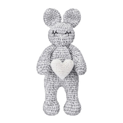 Πλεκτό λαγουδάκι με καρδούλα Grey - eyes:  embroidered