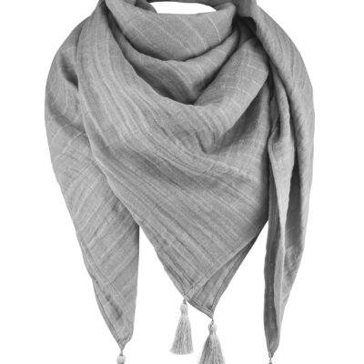 Βαμβακερό μαντήλι (μουσλίνα) 110x110 cm Grey-Grey