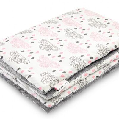 Κουβέρτα μπαμπού/minky Blush rain - Silver