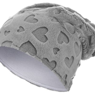 Σκουφί μπαμπού/minky Love grey : Size - L