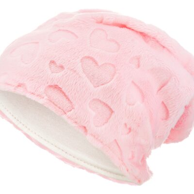 Σκουφί μπαμπού/minky Love pink : Size - L